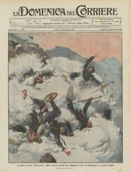 The First Snowfalls of Winter, French Alpine Soldiers Overwhelmed by Snow Avalanches on Mont Cenis, at the Borders of Italy